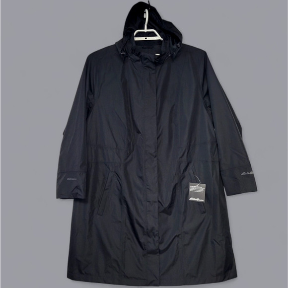 Eddie Bauer Jackets & Blazers - Eddie Bauer Trench Coat Womens 3X Black Girl On The Go Waterproof Hooded New